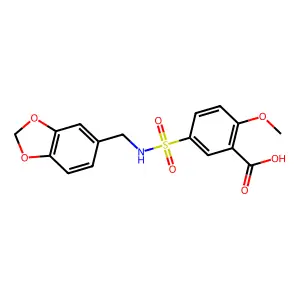 5-(N-(benzo[d][1,3]dioxol-5-ylmethyl)sulfamoyl)-2-methoxybenzoic acid structure