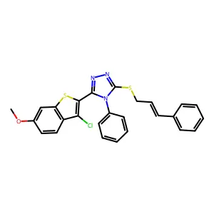 3-(3-chloro-6-methoxy-1-benzothiophen-2-yl)-4-phenyl-5-{[(2E)-3-phenylprop-2-en-1-yl]sulfanyl}-4H-1,2,4-triazole structure