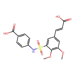 (E)-4-(5-(2-carboxyvinyl)-2,3-dimethoxyphenylsulfonamido)benzoic acid structure