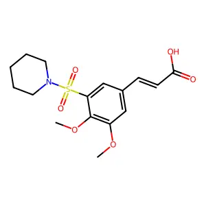 (E)-3-(3,4-dimethoxy-5-(piperidin-1-ylsulfonyl)phenyl)acrylic acid structure