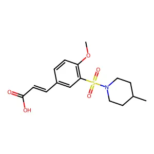 (E)-3-(4-methoxy-3-((4-methylpiperidin-1-yl)sulfonyl)phenyl)acrylic acid structure