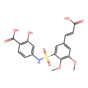 (E)-4-(5-(2-carboxyvinyl)-2,3-dimethoxyphenylsulfonamido)-2-hydroxybenzoic acid structure