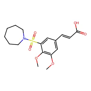 (E)-3-[3-(azepan-1-ylsulfonyl)-4,5-dimethoxyphenyl]prop-2-enoic acid structure