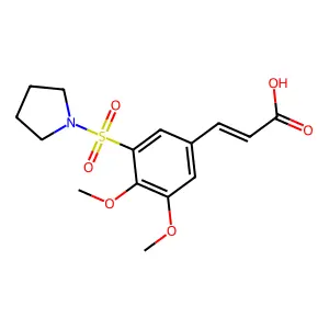 (E)-3-(3,4-dimethoxy-5-(pyrrolidin-1-ylsulfonyl)phenyl)acrylic acid structure
