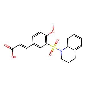 (E)-3-[3-(3,4-dihydro-2H-quinolin-1-ylsulfonyl)-4-methoxyphenyl]prop-2-enoic acid structure