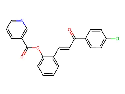 (E)-2-(3-(4-chlorophenyl)-3-oxoprop-1-en-1-yl)phenyl nicotinate structure