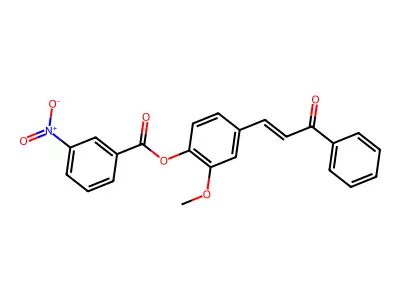 2-Methoxy-4-(3-oxo-3-phenylprop-1-en-1-yl)phenyl 3-nitrobenzoate structure