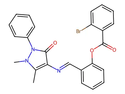 [2-[(1,5-Dimethyl-3-oxo-2-phenylpyrazol-4-yl)iminomethyl]phenyl] 2-bromobenzoate structure