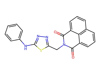 2-((5-(phenylamino)-1,3,4-thiadiazol-2-yl)methyl)-1H-benzo[de]isoquinoline-1,3(2H)-dione structure