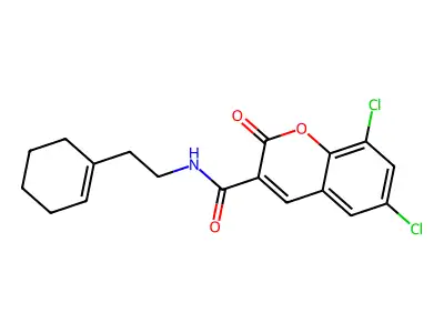 6,8-dichloro-N-[2-(cyclohex-1-en-1-yl)ethyl]-2-oxo-2H-chromene-3-carboxamide structure