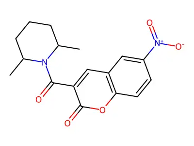 3-(2,6-dimethylpiperidine-1-carbonyl)-6-nitro-2H-chromen-2-one structure