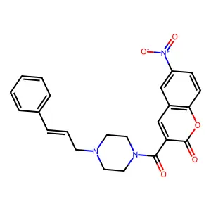 (E)-3-(4-cinnamylpiperazine-1-carbonyl)-6-nitro-2H-chromen-2-one structure