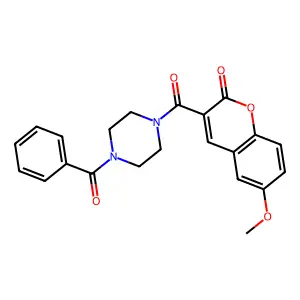 3-(4-benzoylpiperazine-1-carbonyl)-6-methoxy-2H-chromen-2-one structure