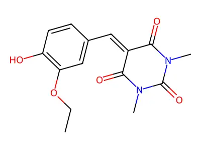 5-[(3-ethoxy-4-hydroxyphenyl)methylidene]-1,3-dimethyl-1,3-diazinane-2,4,6-trione structure
