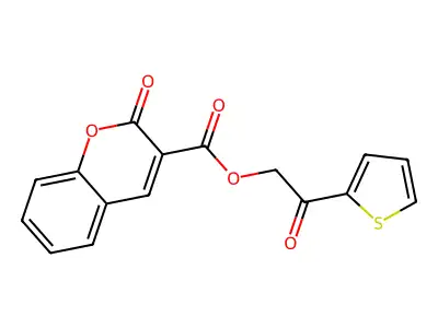 2-oxo-2-(thiophen-2-yl)ethyl 2-oxo-2H-chromene-3-carboxylate structure