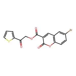 2-Oxo-2-(2-thienyl)ethyl 6-bromo-2-oxochromene-3-carboxylate structure