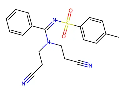 N,N-Bis(2-cyanoethyl)-N'-(4-methylbenzene-1-sulfonyl)benzenecarboximidamide structure
