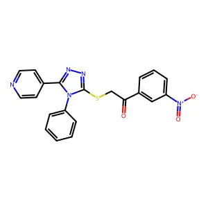 1-(3-nitrophenyl)-2-((4-phenyl-5-(pyridin-4-yl)-4H-1,2,4-triazol-3-yl)thio)ethanone structure