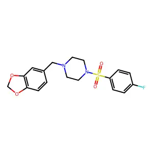 1-(1,3-Benzodioxol-5-ylmethyl)-4-[(4-fluorophenyl)sulfonyl]piperazine structure