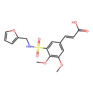 (E)-3-(3-(N-(furan-2-ylmethyl)sulfamoyl)-4,5-dimethoxyphenyl)acrylic acid structure