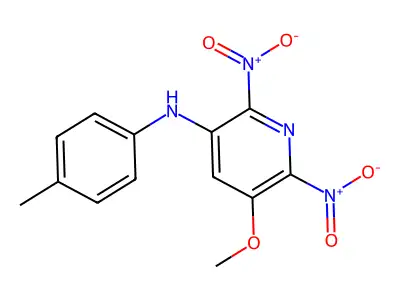 5-methoxy-N-(4-methylphenyl)-2,6-dinitropyridin-3-amine structure