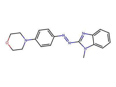 (E)-4-(4-((1-methyl-1H-benzo[d]imidazol-2-yl)diazenyl)phenyl)morpholine structure