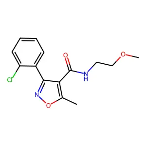 3-(2-chlorophenyl)-N-(2-methoxyethyl)-5-methyl-1,2-oxazole-4-carboxamide structure