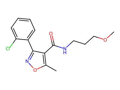 3-(2-chlorophenyl)-N-(3-methoxypropyl)-5-methyl-1,2-oxazole-4-carboxamide structure