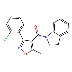 [3-(2-Chlorophenyl)-5-methyl-1,2-oxazol-4-yl]-(2,3-dihydroindol-1-yl)methanone structure