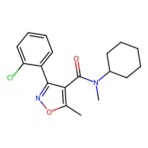 3-(2-chlorophenyl)-N-cyclohexyl-N,5-dimethyl-1,2-oxazole-4-carboxamide structure