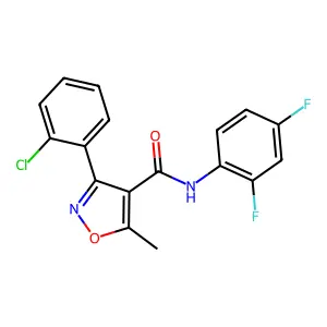 3-(2-chlorophenyl)-N-(2,4-difluorophenyl)-5-methyl-1,2-oxazole-4-carboxamide structure