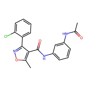 N-(3-acetamidophenyl)-3-(2-chlorophenyl)-5-methyl-1,2-oxazole-4-carboxamide structure