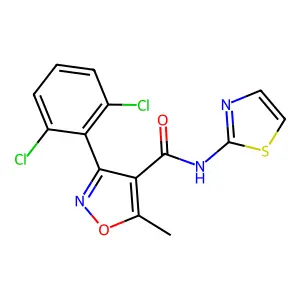3-(2,6-dichlorophenyl)-5-methyl-N-(1,3-thiazol-2-yl)-1,2-oxazole-4-carboxamide structure