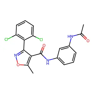 N-(3-acetamidophenyl)-3-(2,6-dichlorophenyl)-5-methyl-1,2-oxazole-4-carboxamide structure
