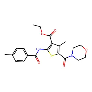ETHYL 4-METHYL-2-(4-METHYLBENZAMIDO)-5-(MORPHOLINE-4-CARBONYL)THIOPHENE-3-CARBOXYLATE structure