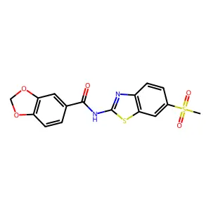 N-(6-methanesulfonyl-1,3-benzothiazol-2-yl)-2H-1,3-benzodioxole-5-carboxamide structure