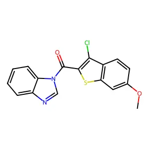 1H-benzimidazol-1-yl(3-chloro-6-methoxy-1-benzothiophen-2-yl)methanone structure