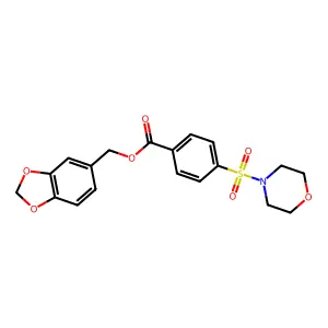 Benzo[d][1,3]dioxol-5-ylmethyl 4-(morpholinosulfonyl)benzoate structure