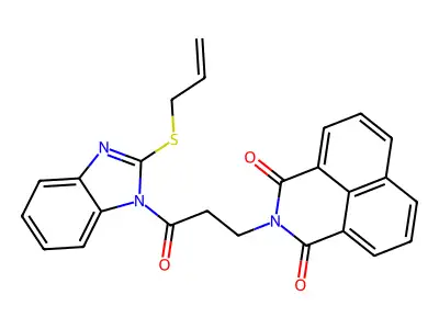 2-{3-[2-(allylsulfanyl)-1H-benzimidazol-1-yl]-3-oxopropyl}-1H-benzo[de]isoquinoline-1,3(2H)-dione structure