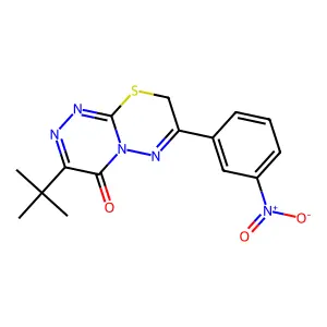 3-tert-butyl-7-(3-nitrophenyl)-8H-[1,2,4]triazino[3,4-b][1,3,4]thiadiazin-4-one structure