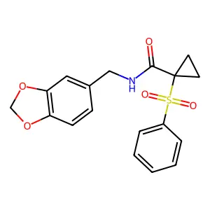 N-(1,3-benzodioxol-5-ylmethyl)-1-(phenylsulfonyl)cyclopropanecarboxamide structure