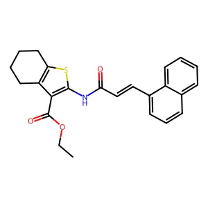 ethyl 2-{[(2E)-3-(naphthalen-1-yl)prop-2-enoyl]amino}-4,5,6,7-tetrahydro-1-benzothiophene-3-carboxylate structure