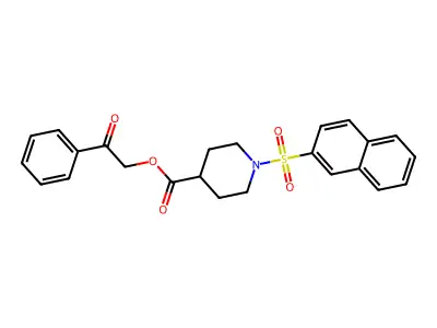 2-Oxo-2-phenylethyl 1-(naphthalen-2-ylsulfonyl)piperidine-4-carboxylate structure