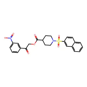2-(3-Nitrophenyl)-2-oxoethyl 1-(naphthalen-2-ylsulfonyl)piperidine-4-carboxylate structure