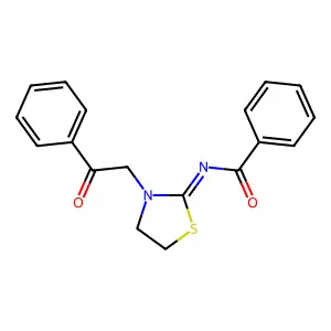 (Z)-N-(3-(2-oxo-2-phenylethyl)thiazolidin-2-ylidene)benzamide structure