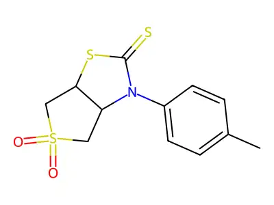 3-(4-methylphenyl)tetrahydrothieno[3,4-d][1,3]thiazole-2(3H)-thione 5,5-dioxide structure