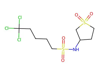 5,5,5-trichloro-N-(1,1-dioxidotetrahydrothiophen-3-yl)pentane-1-sulfonamide structure