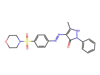 3-methyl-4-{2-[4-(morpholine-4-sulfonyl)phenyl]hydrazin-1-ylidene}-1-phenyl-4,5-dihydro-1H-pyrazol-5-one structure