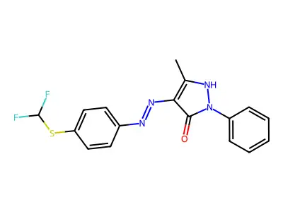 4-(2-{4-[(difluoromethyl)sulfanyl]phenyl}hydrazin-1-ylidene)-3-methyl-1-phenyl-4,5-dihydro-1H-pyrazol-5-one structure