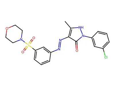 2-(3-chlorophenyl)-5-methyl-4-[(3-morpholin-4-ylsulfonylphenyl)hydrazinylidene]pyrazol-3-one structure